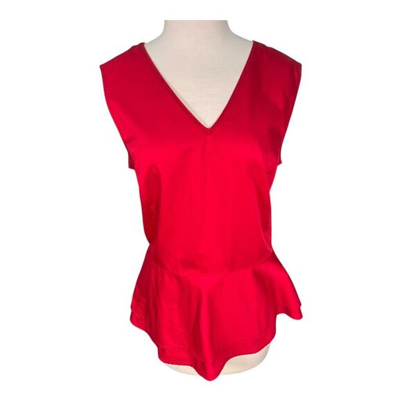Brooks Brothers Women's Sleeveless V-Neck Side Zip Cotton Peplum Blouse Size 16 - Picture 4 of 10